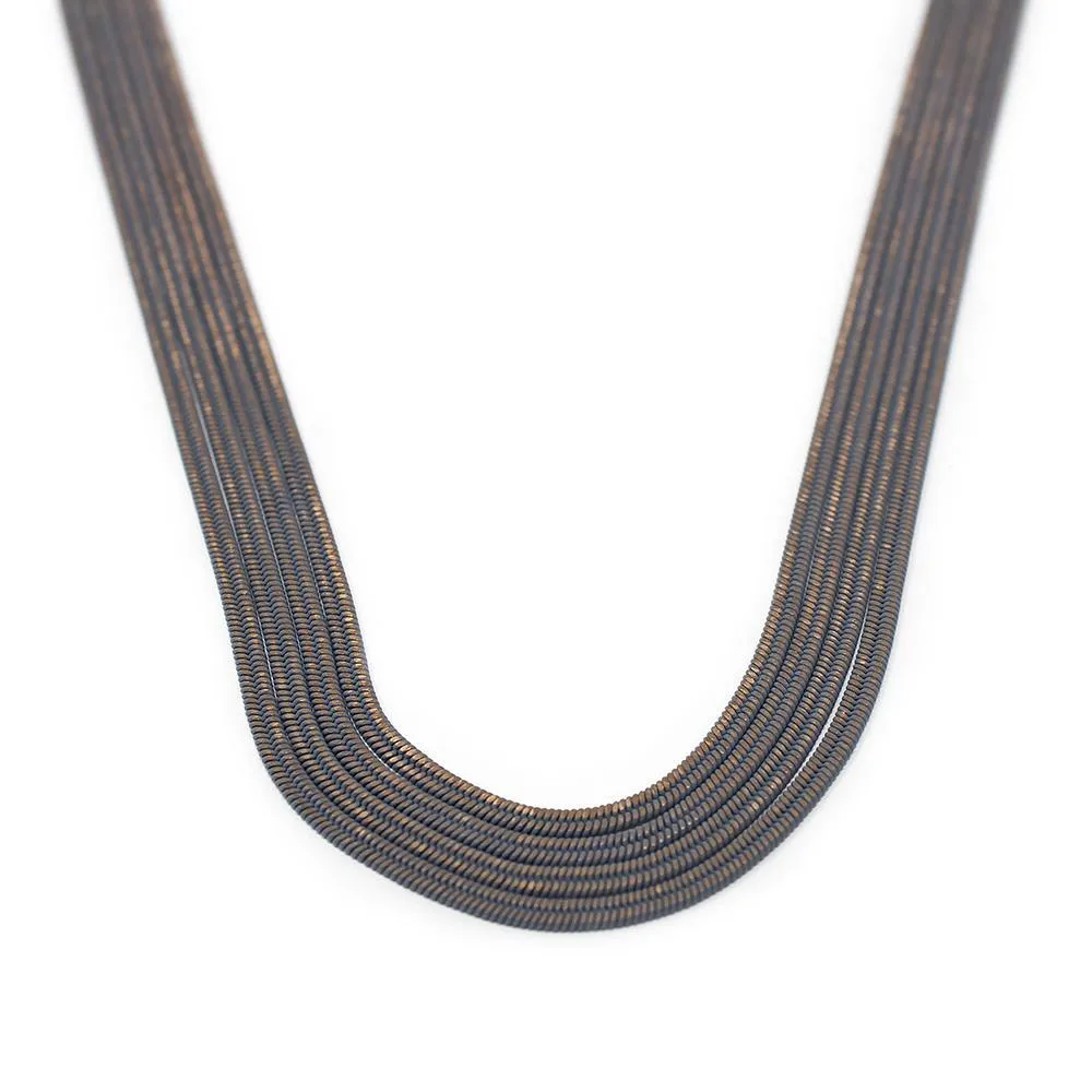 Four Strand Liquid Metal Necklace Gold/Grey