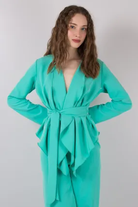 Giacca Drappeggio Crepe Verde Acqua