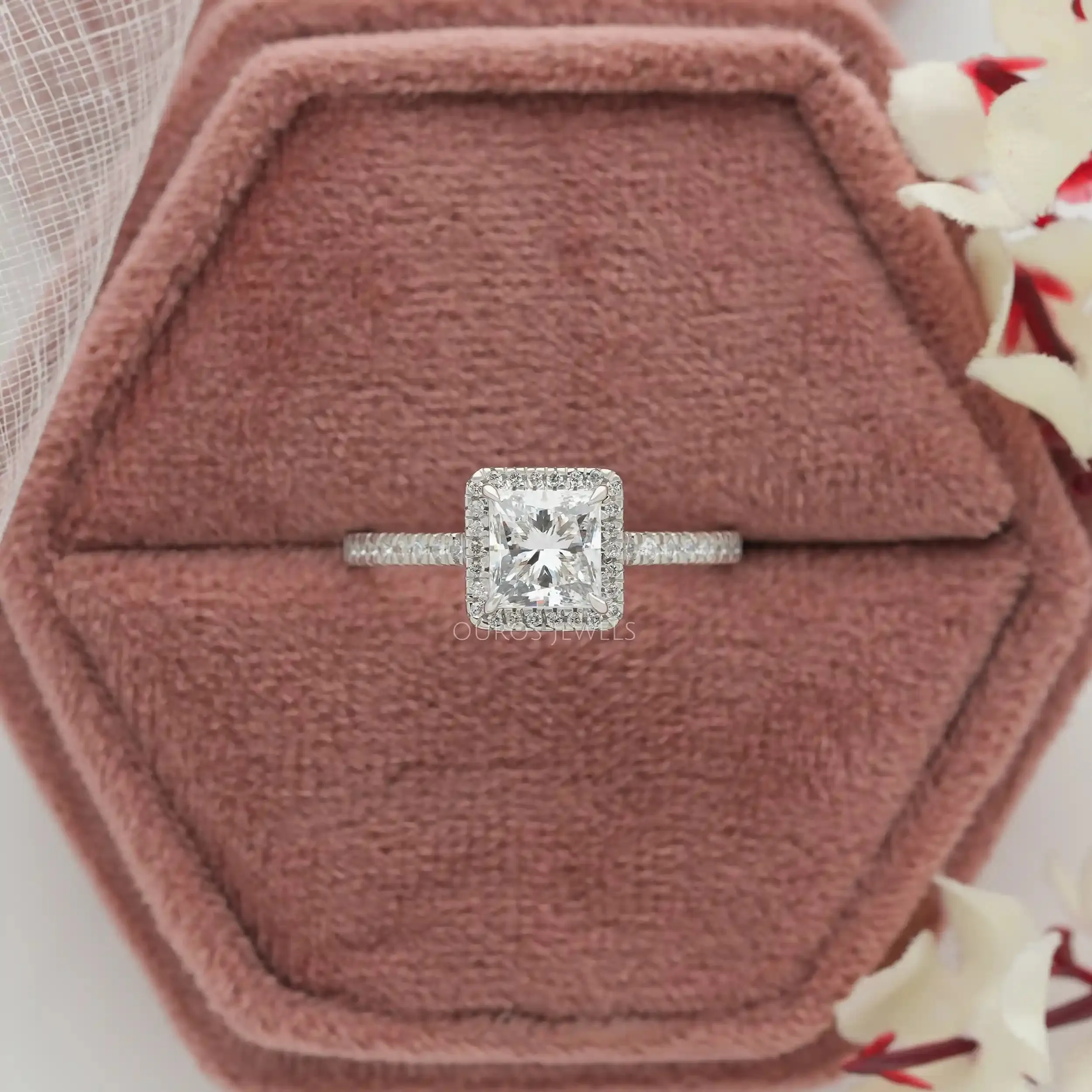 Halo  With Accent  Princess Diamond  Ring