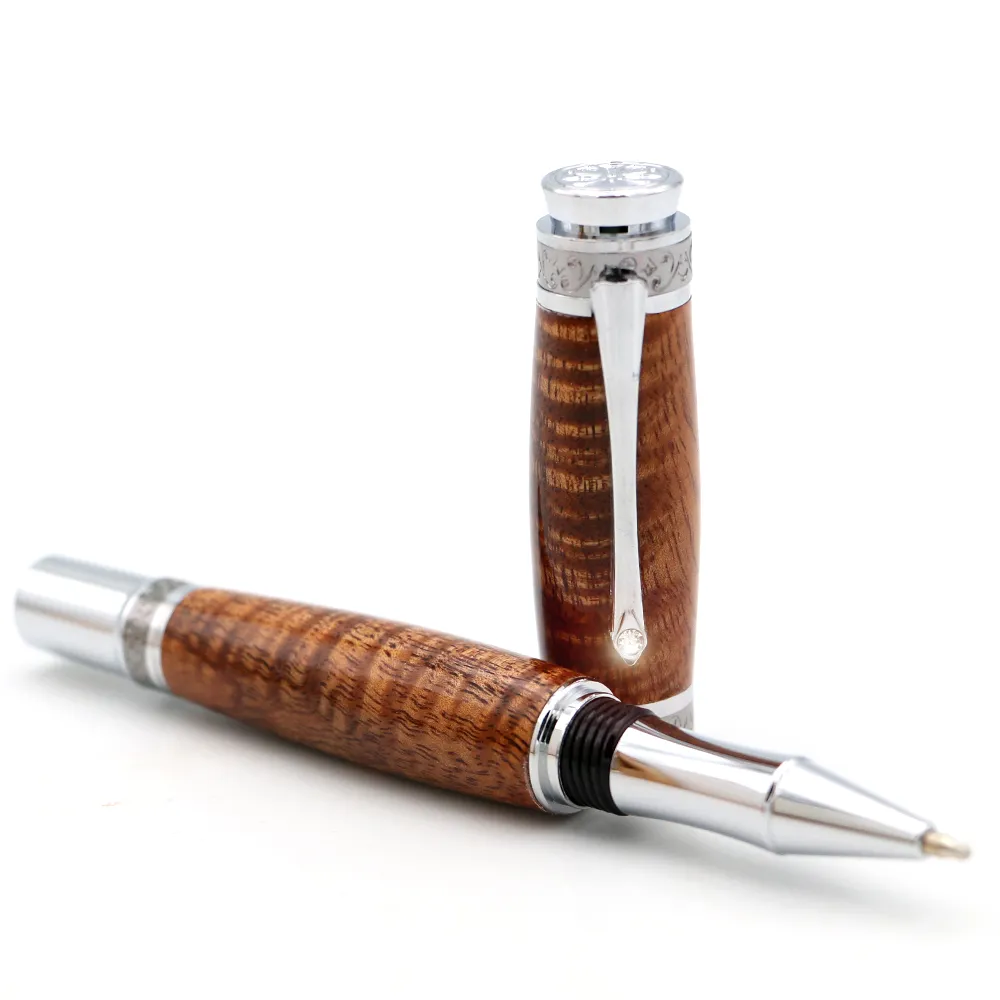 Hawaiian Koa Majestic Pen - Chrome with Black Titanium