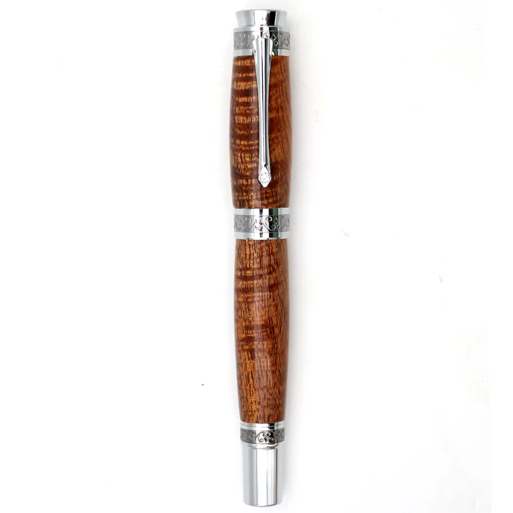 Hawaiian Koa Majestic Pen - Chrome with Black Titanium