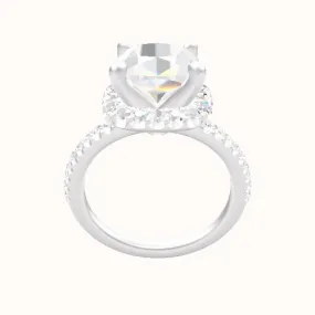 illusion Pave Engagement Ring With V Prong Halo Head