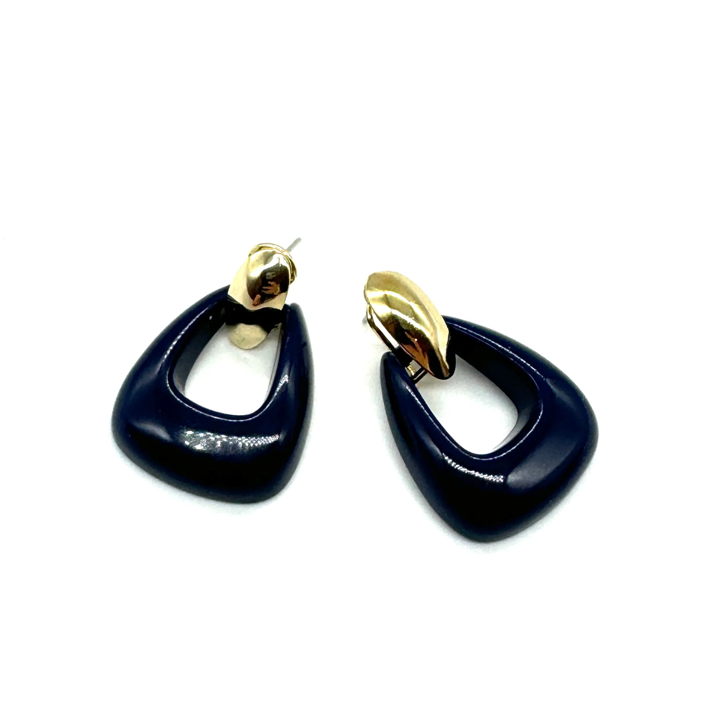 Intermix Navy & Red Pyramid KJL Earrings