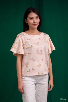 Ladies Cheongsam Top - Pink Princess Daisies