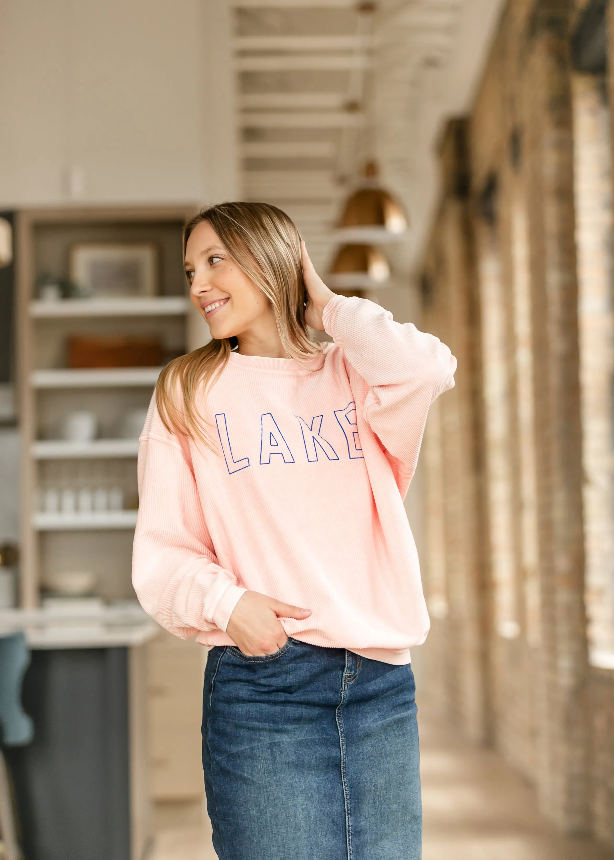 Lake Graphic Corded Crewneck Sweatshirt
