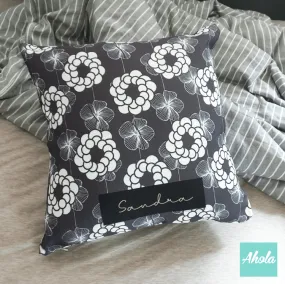 【Lottie Floral Grey】Cushion 灰花圖案咕套 (**送咕芯)