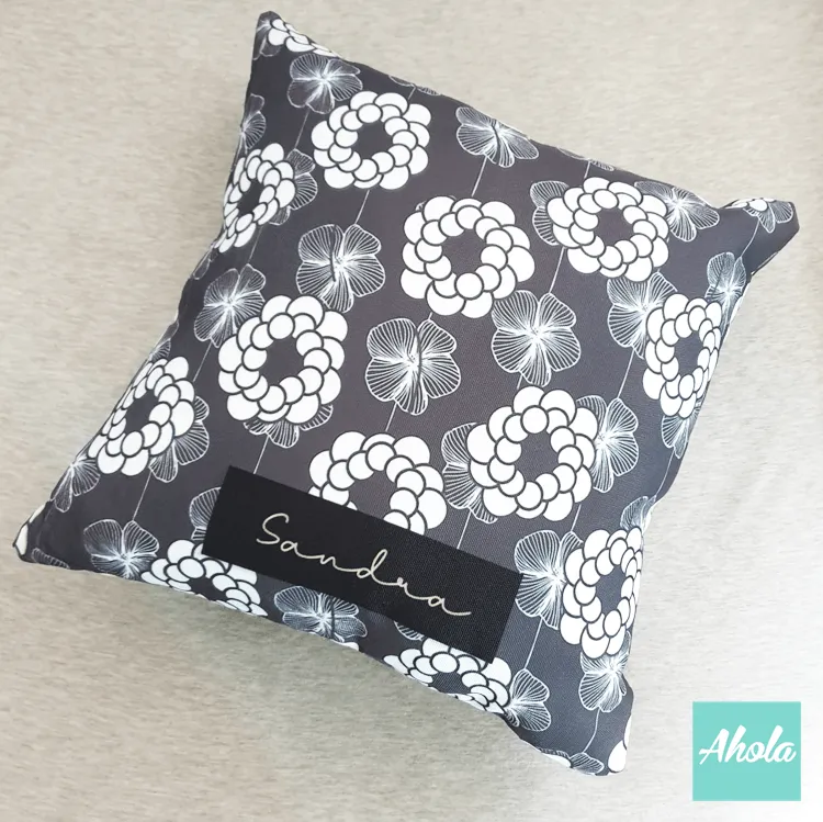 【Lottie Floral Grey】Cushion 灰花圖案咕套 (**送咕芯)