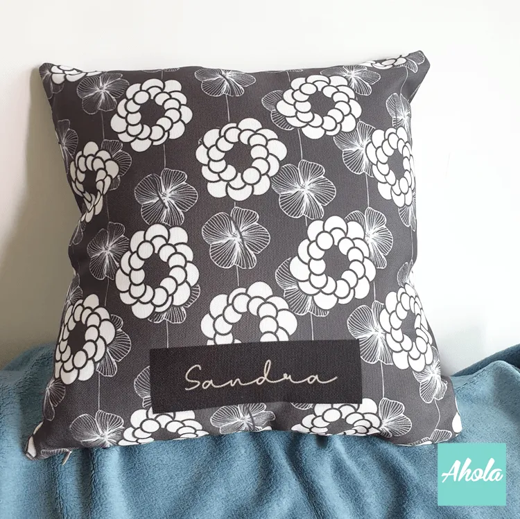 【Lottie Floral Grey】Cushion 灰花圖案咕套 (**送咕芯)