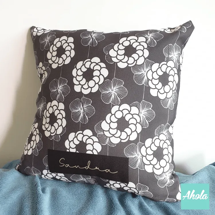 【Lottie Floral Grey】Cushion 灰花圖案咕套 (**送咕芯)