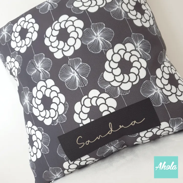 【Lottie Floral Grey】Cushion 灰花圖案咕套 (**送咕芯)