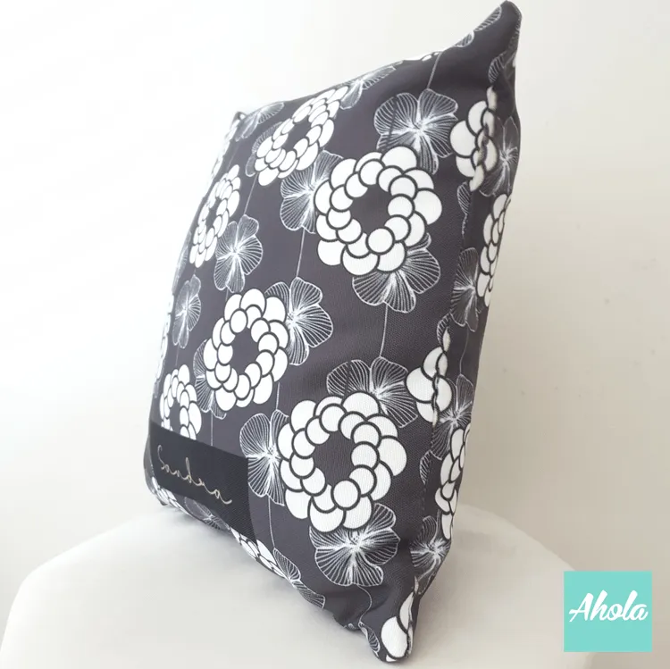 【Lottie Floral Grey】Cushion 灰花圖案咕套 (**送咕芯)