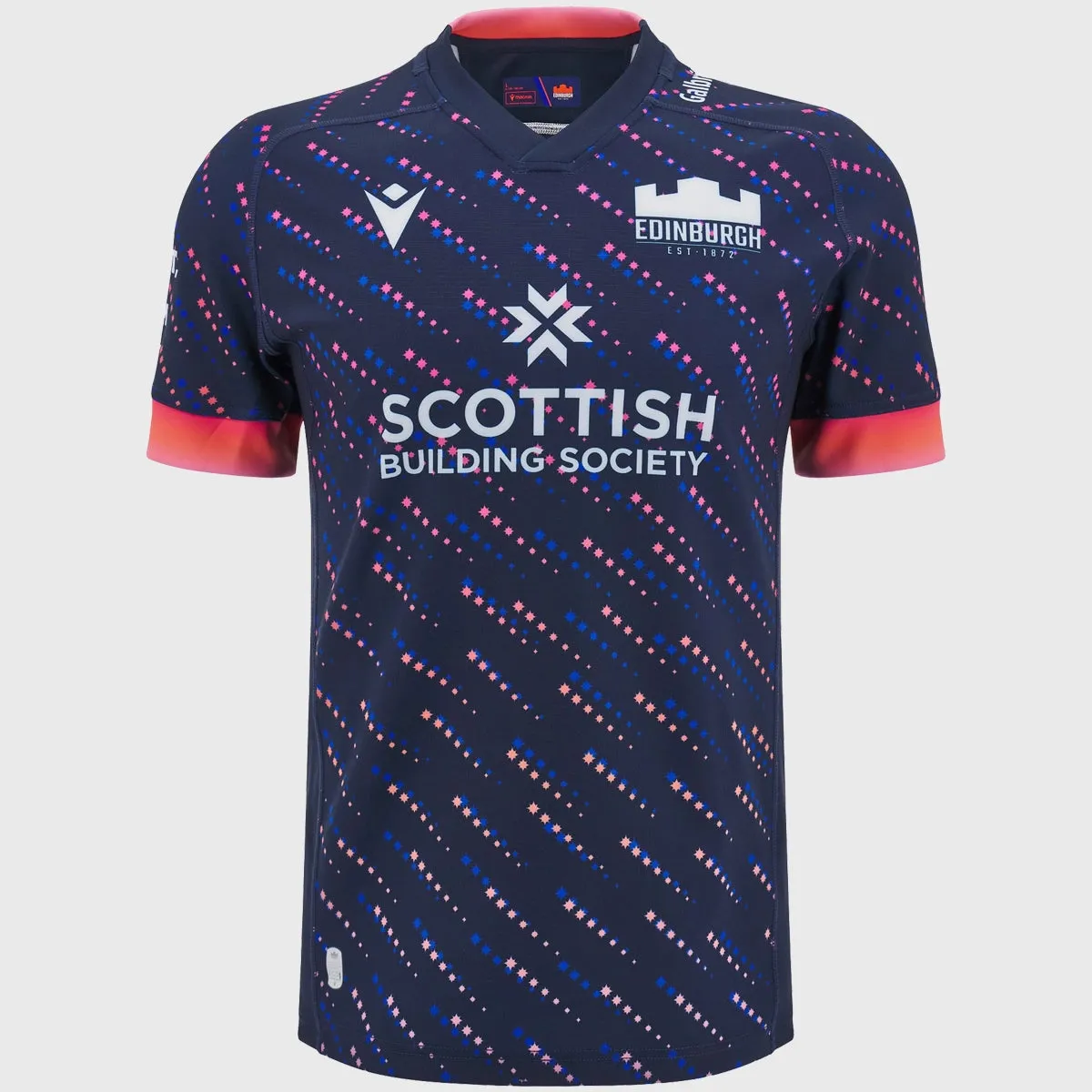 Macron Edinburgh Kid's Training Rugby Shirt Navy/Coral Pink