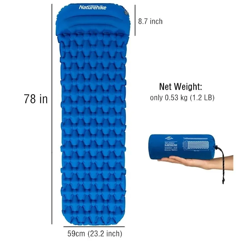 Matelas gonflable ultra-léger 630g R 1.8  avec oreiller Naturehike – NH19Z032-P