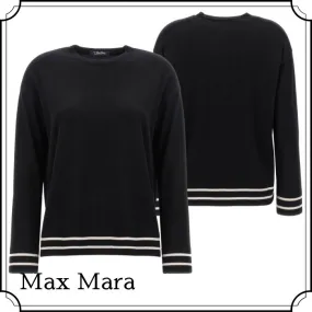 MaxMara  |Crew Neck Casual Style Wool Long Sleeves Plain Office Style