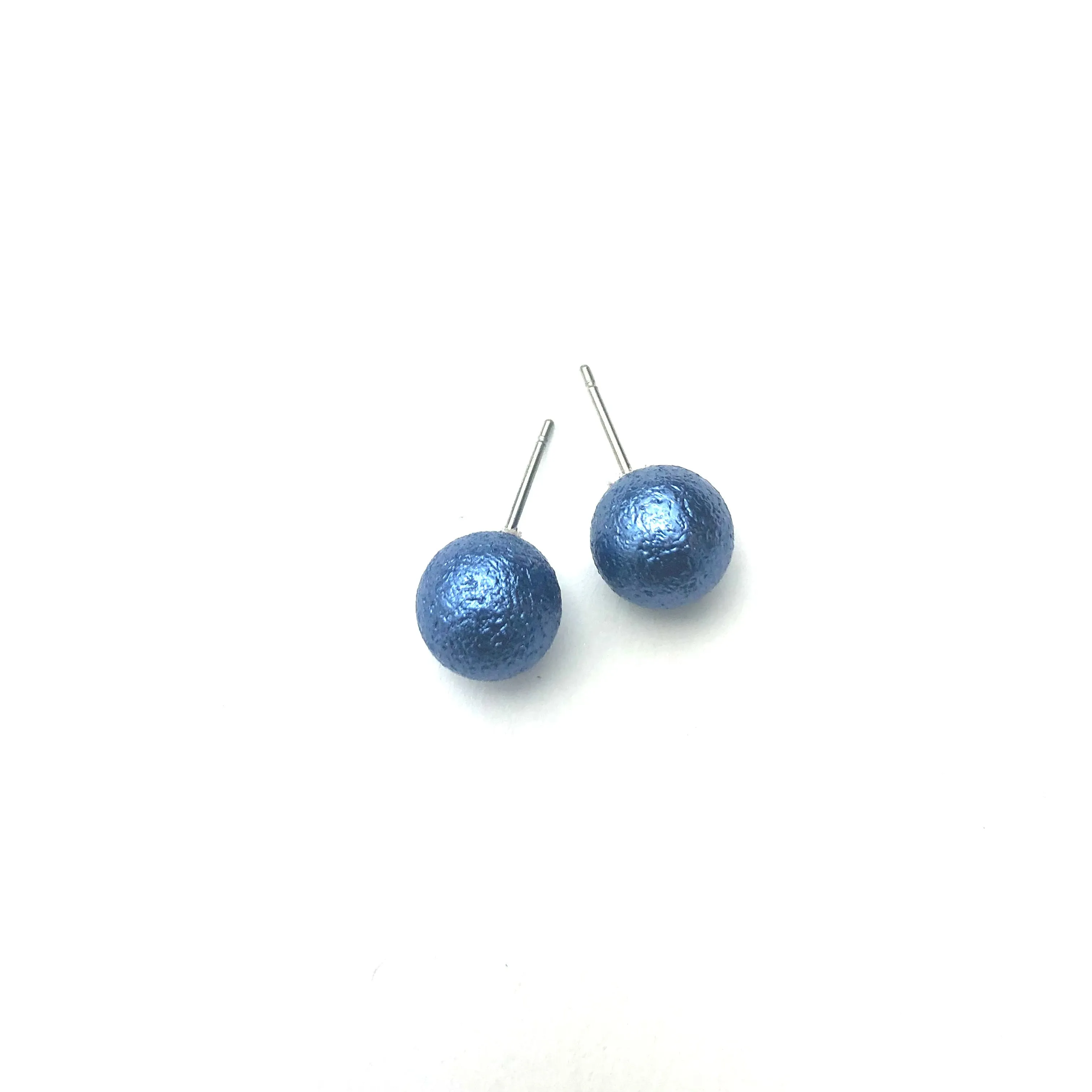 Midnight Blue Pitted Lucite Large Ball Stud Earrings
