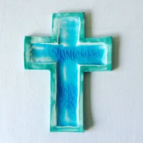 Milos ceramic cross mediteranean blue green