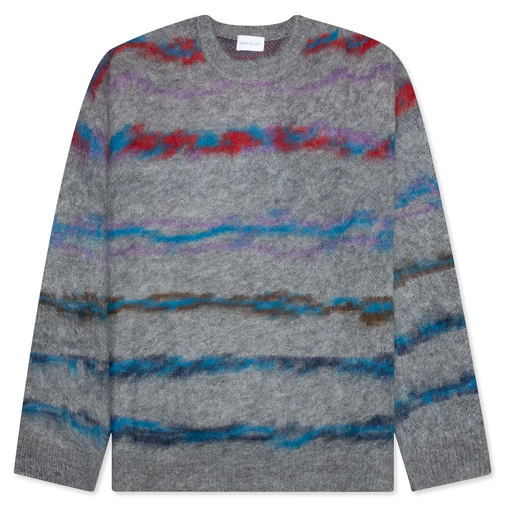 Mohair Jacquard Crew - Grey/Purple