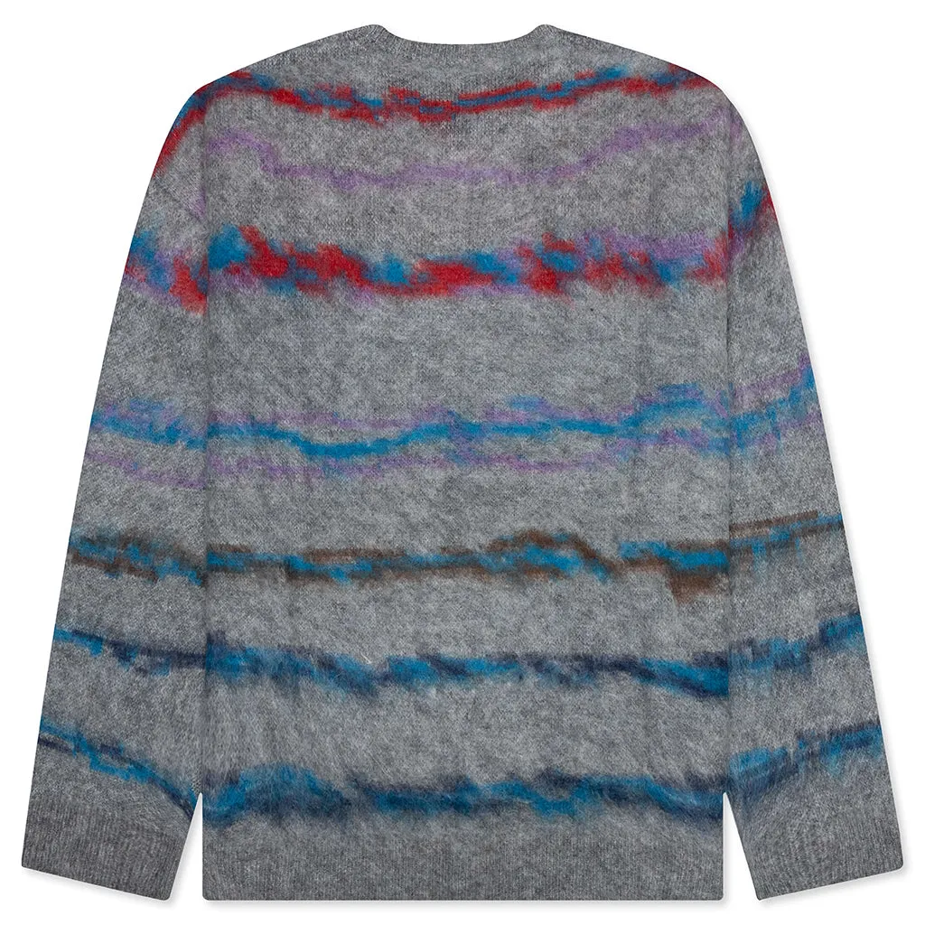 Mohair Jacquard Crew - Grey/Purple