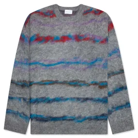 Mohair Jacquard Crew - Grey/Purple