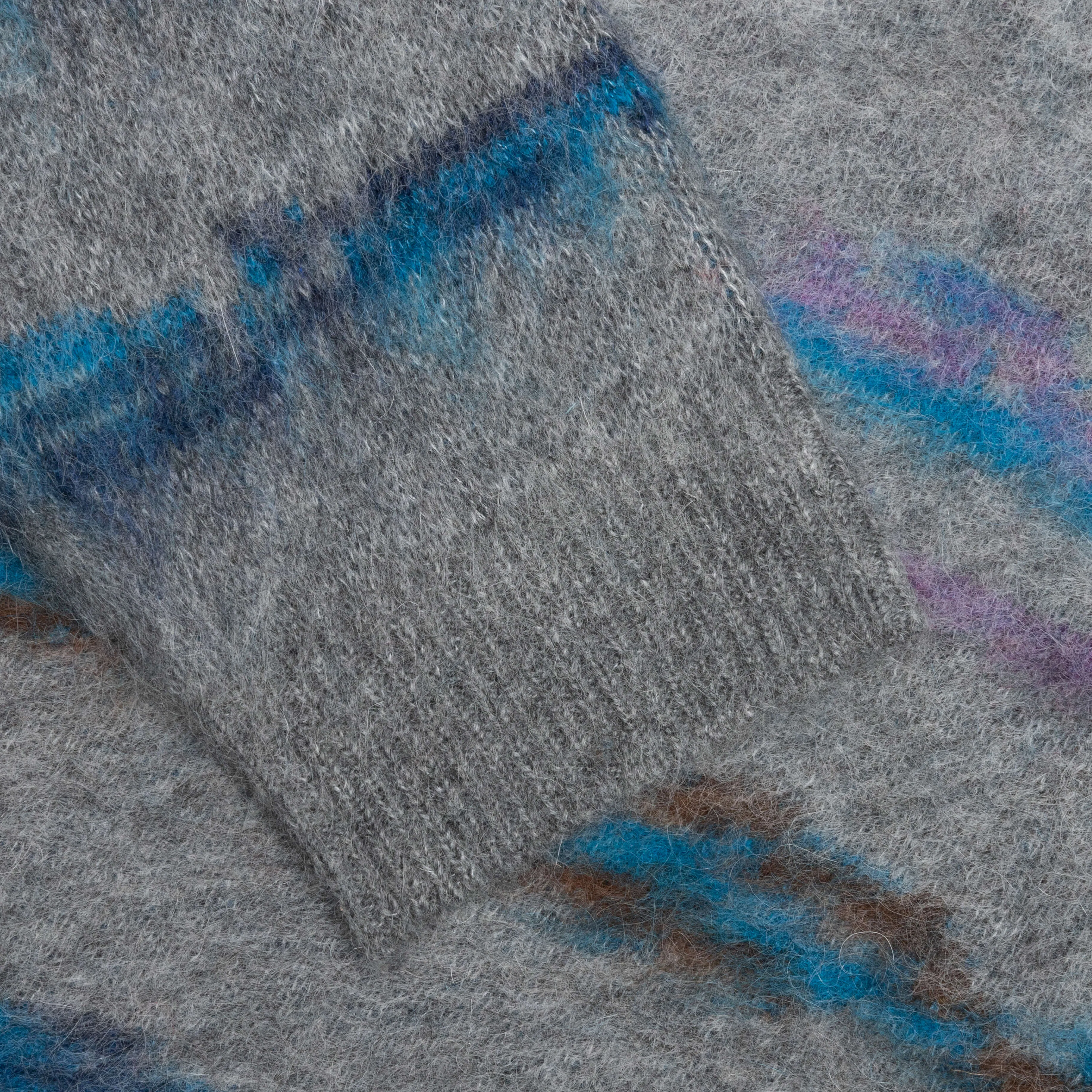 Mohair Jacquard Crew - Grey/Purple