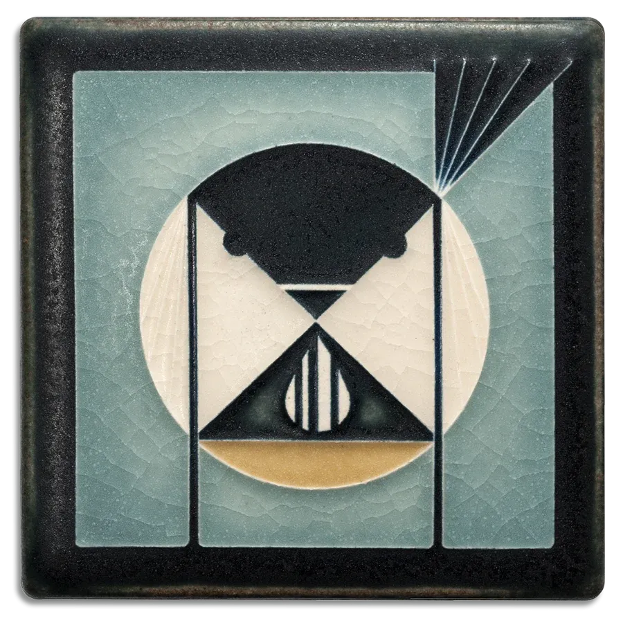 Motawi Tileworks - 4x 4 Tile - 'Seed Bandit' (Grey Blue) #4479