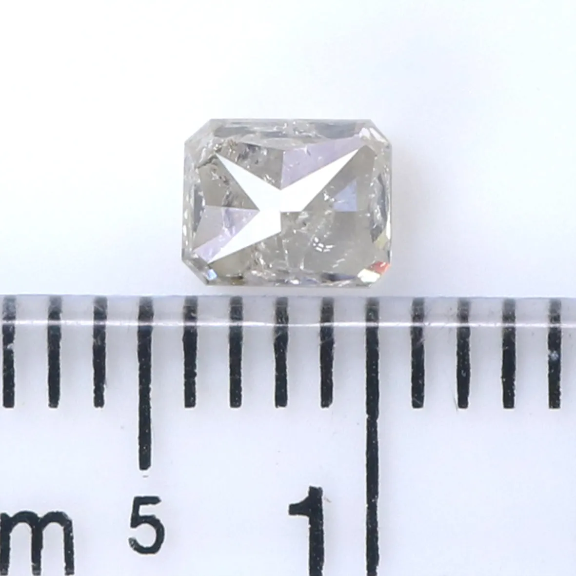 Natural Loose Emerald Shape Yellow Grey Color Diamond 0.54 CT 4.60 MM Emerald Shape Rose Cut Diamond L7413