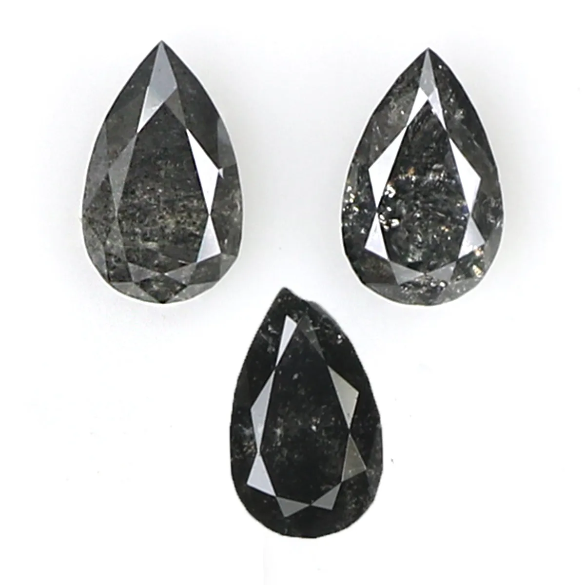 Natural Loose Pear Salt And Pepper Diamond Black Grey Color 0.65 CT 4.90 MM Pear Shape Rose Cut Diamond L1968