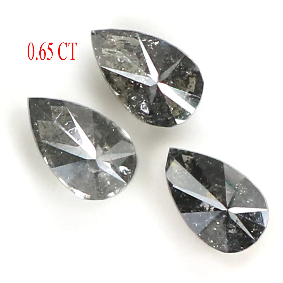 Natural Loose Pear Salt And Pepper Diamond Black Grey Color 0.65 CT 4.90 MM Pear Shape Rose Cut Diamond L1968