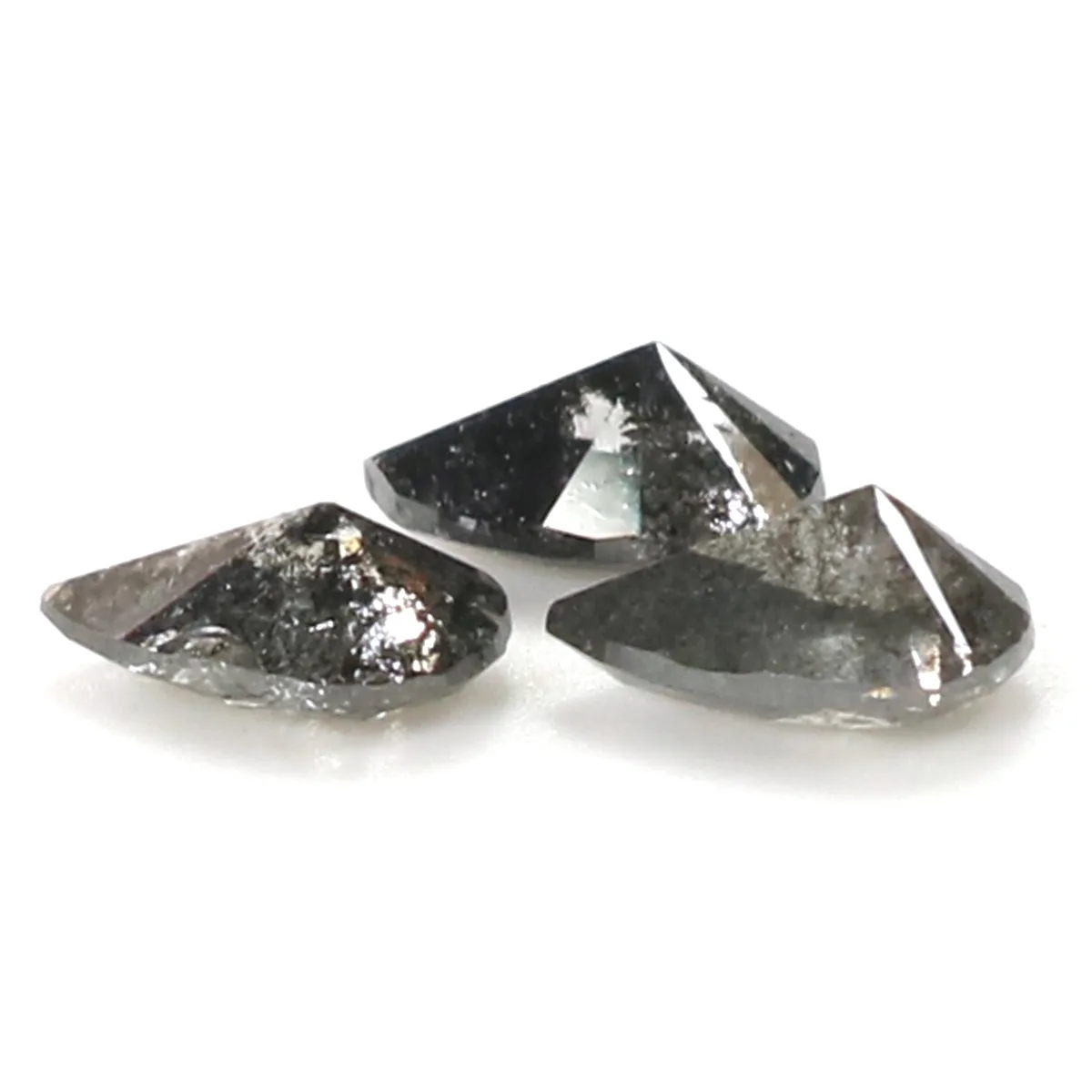 Natural Loose Pear Salt And Pepper Diamond Black Grey Color 0.65 CT 4.90 MM Pear Shape Rose Cut Diamond L1968