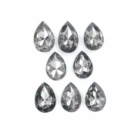 Natural Loose Pear Salt And Pepper Diamond Black Grey Color 0.93 CT 3.50 MM Pear Shape Rose Cut Diamond L1295