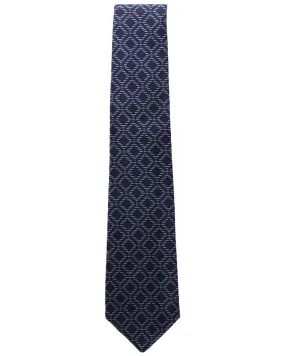 Navy and Blue Diamond Print Silk Tie