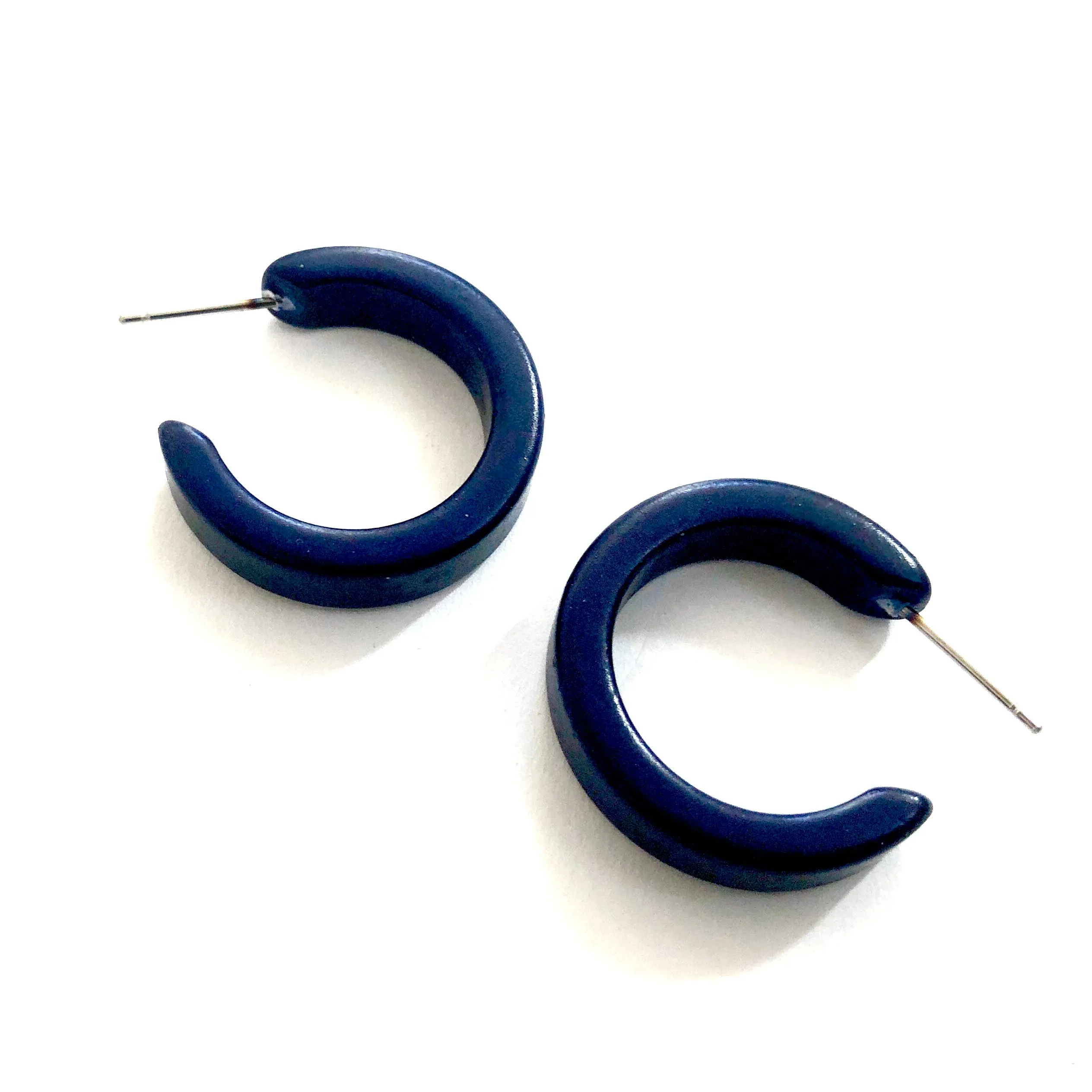 Navy Blue Mini Classic Hoop Earrings