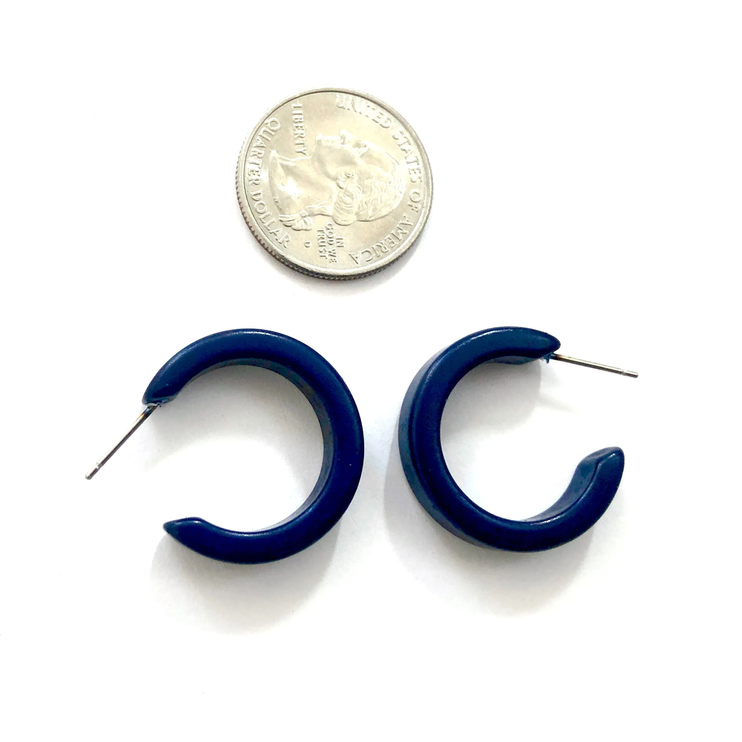 Navy Blue Mini Classic Hoop Earrings