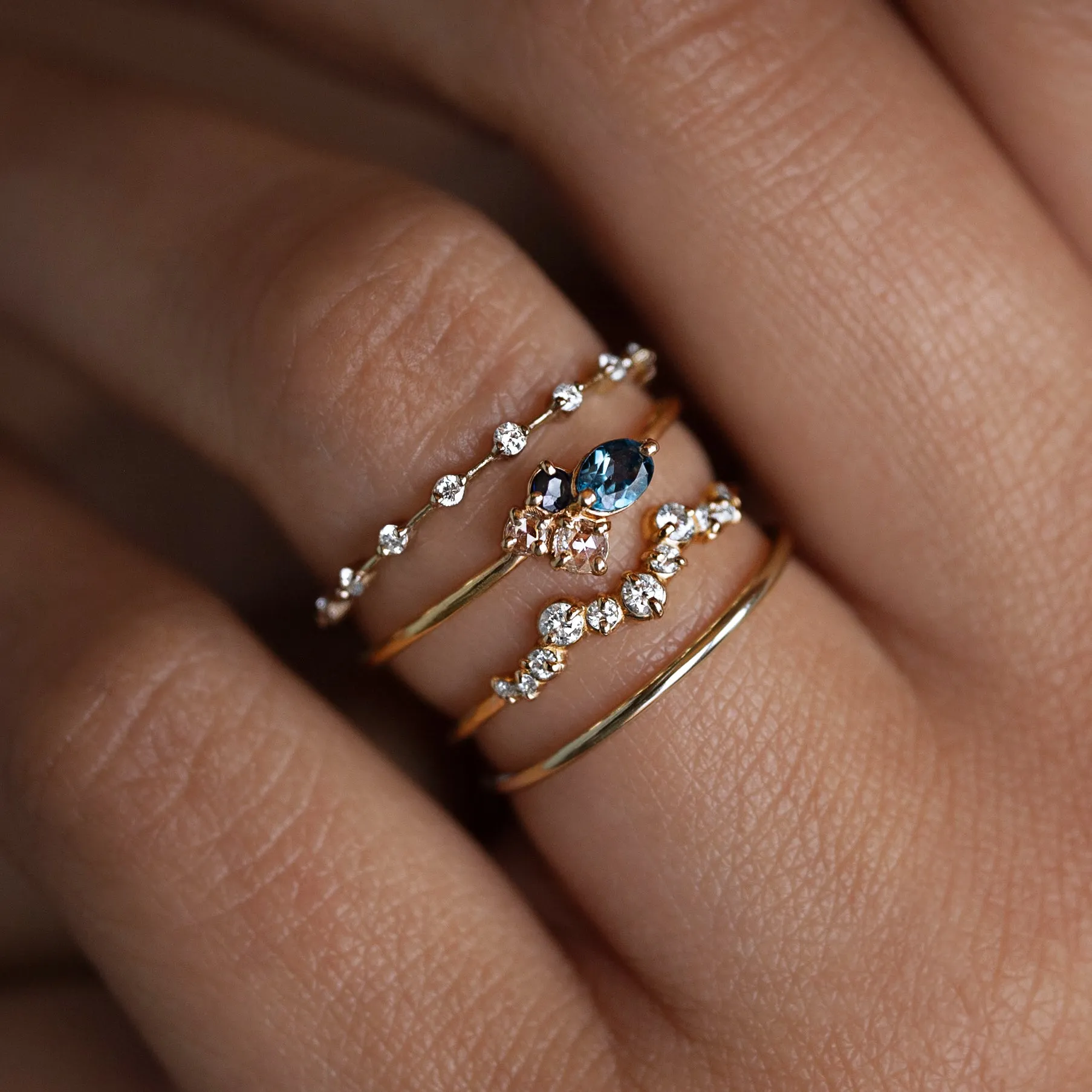 Navy Mini Cluster Ring