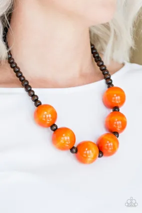 Paparazzi Oh My Miami - Orange Brown Wooden Necklace