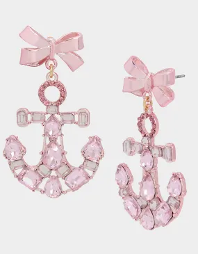 PINK SUMMER BOW ANCHOR EARRINGS PINK