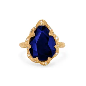 Queen Water Drop Sapphire Ring with Sprinkled Diamonds