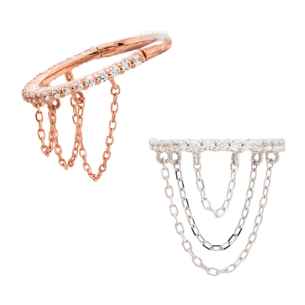 Radiate with Chains Hinge Ring / Clicker in Gold with CZ's