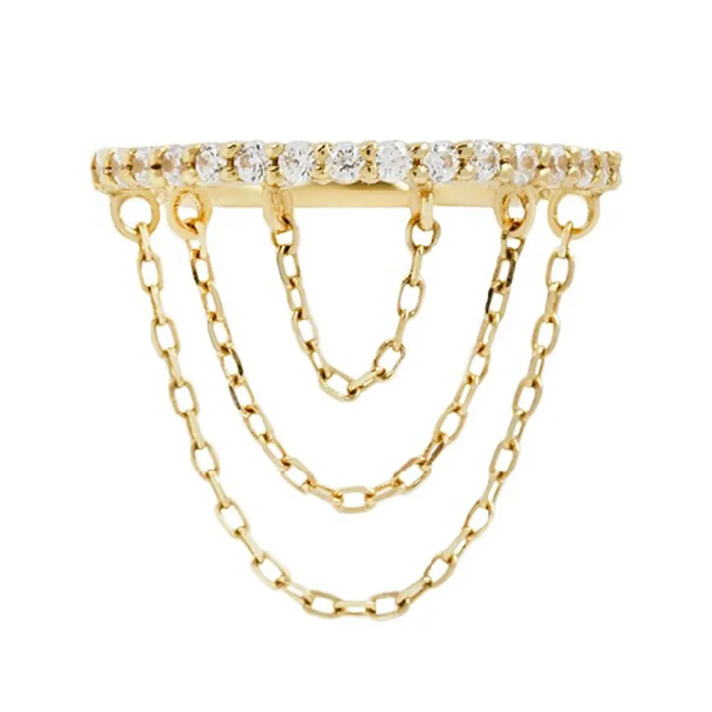 Radiate with Chains Hinge Ring / Clicker in Gold with CZ's