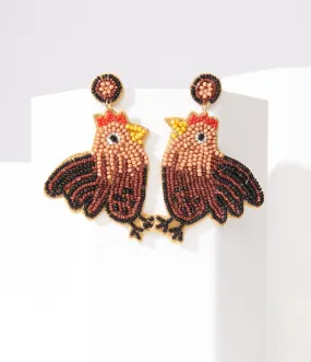 Rooster Beaded Drop Earrings