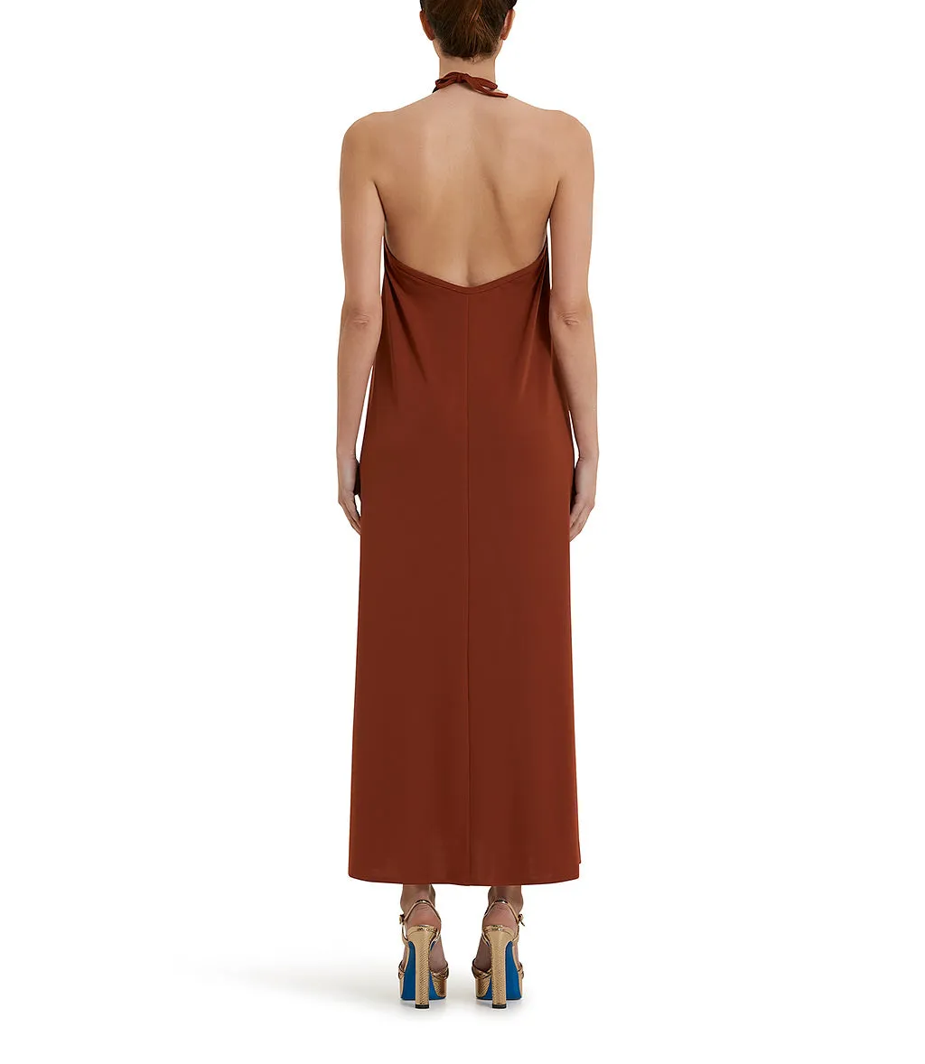 Rust brown midi-dress