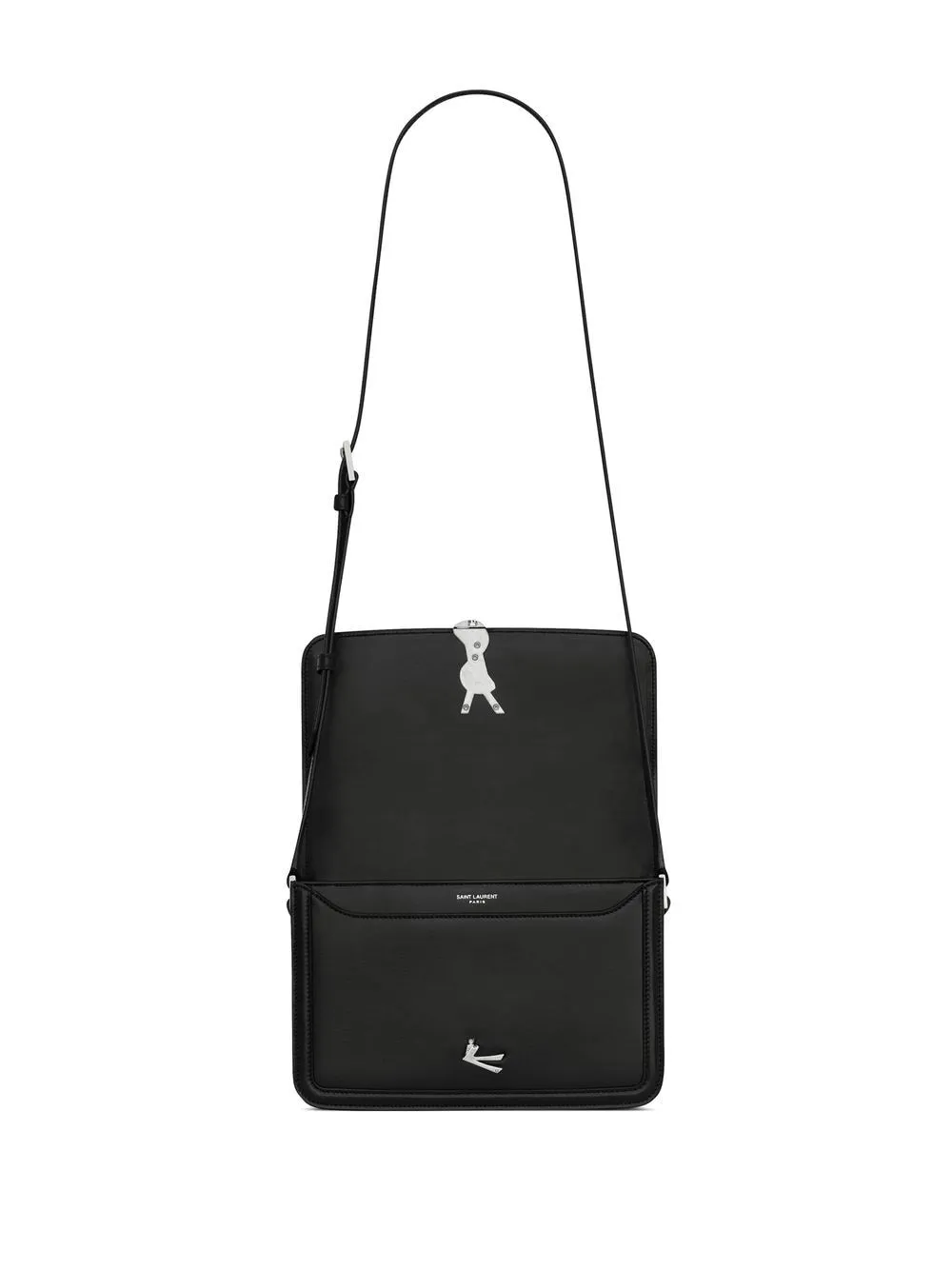 Saint Laurent Sacoche en cuir à plaque logo