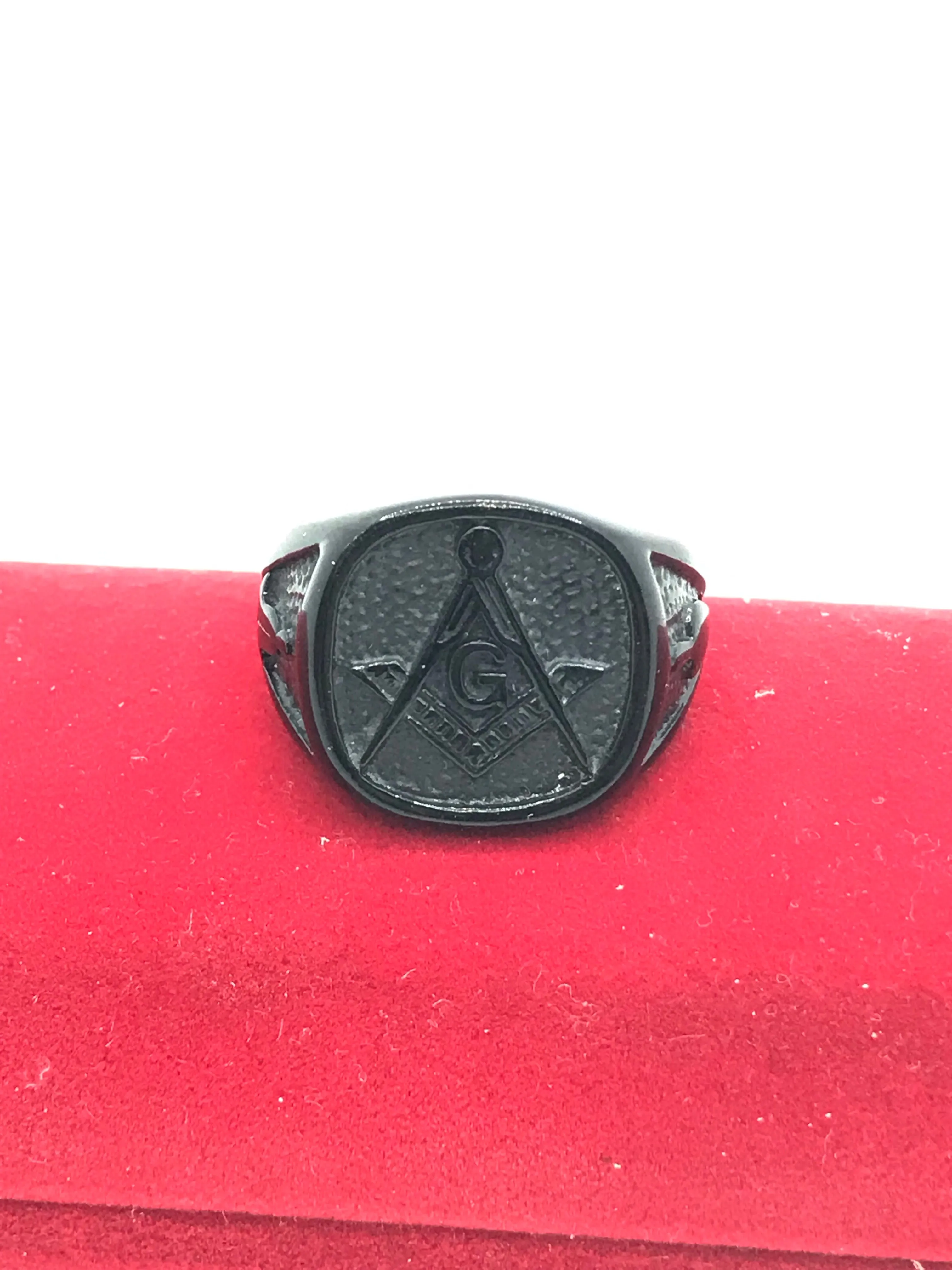 Stainless steel black Masonic ring