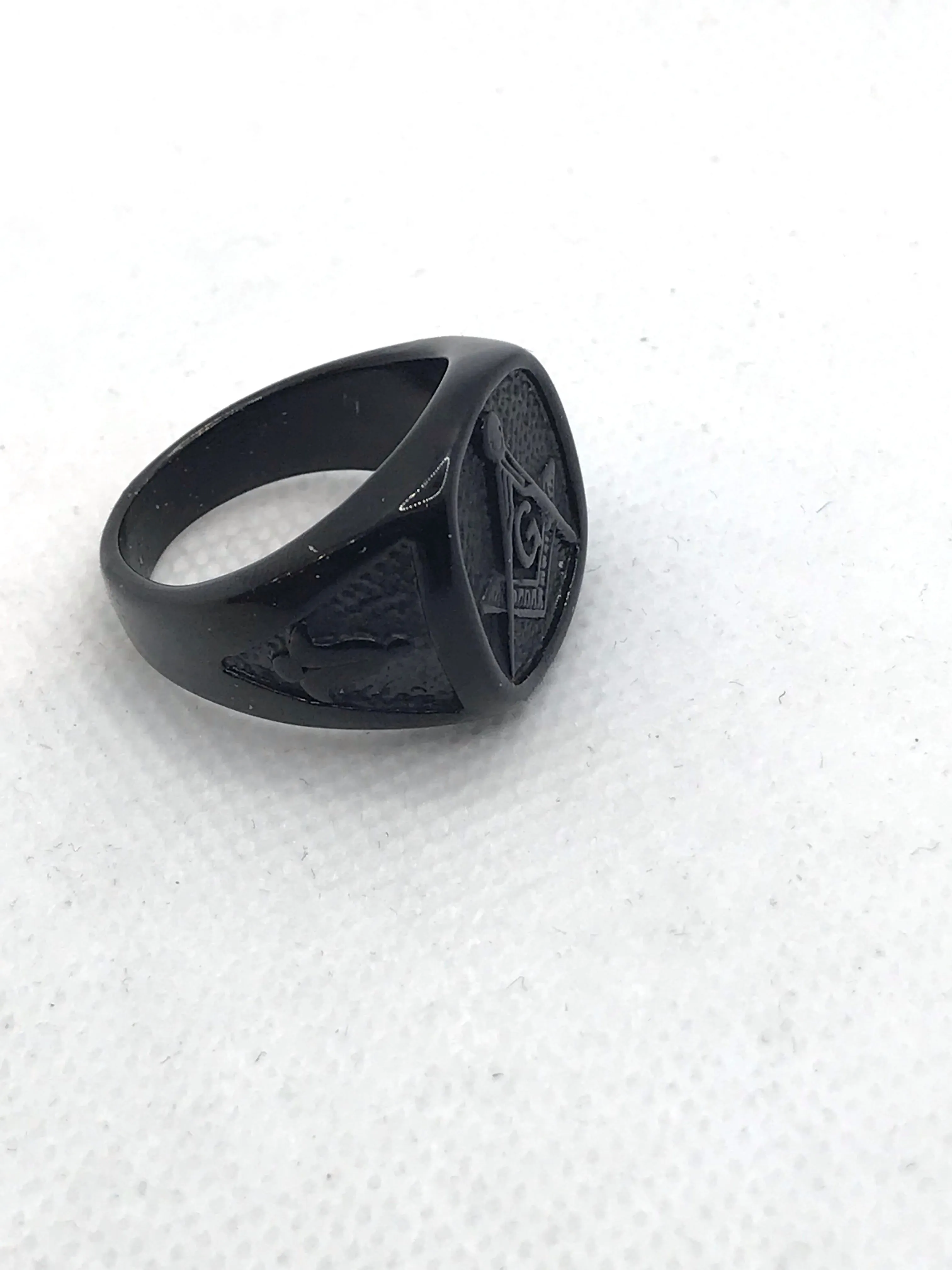 Stainless steel black Masonic ring