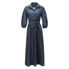 Taffeta Maxi Dress - Navy