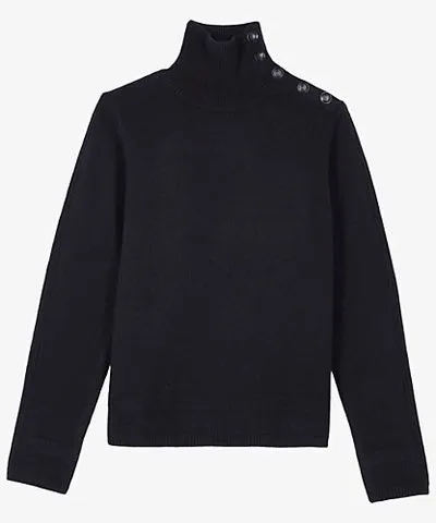 The Kooples Womens Black High-neck knitted wool jumper