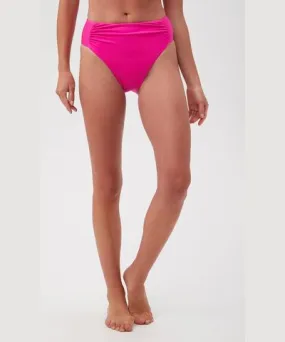 Trina Turk Monaco High-Waist Bikini Bottom With Pleated Sides / Paradise Pink 12