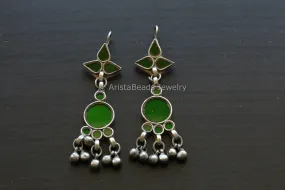 Vasant Real Glass Earrings - Green