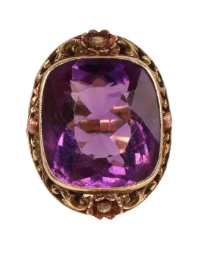 Vintage Amethyst and Amber Bezel Ring