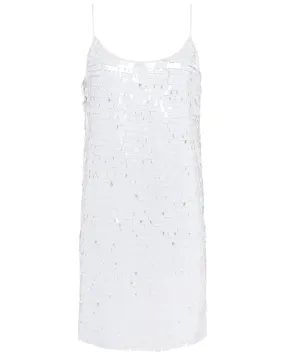 White Sequin Kinny Shift Dress